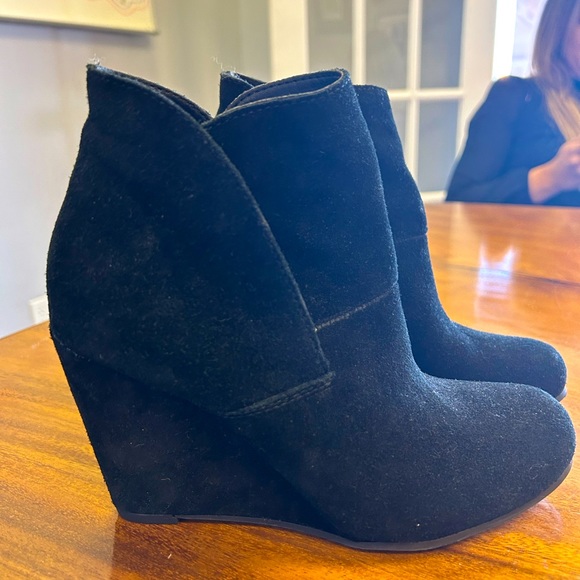 Lauren Blackwell Shoes - Black suede wedge bootie so 6.5 never worn